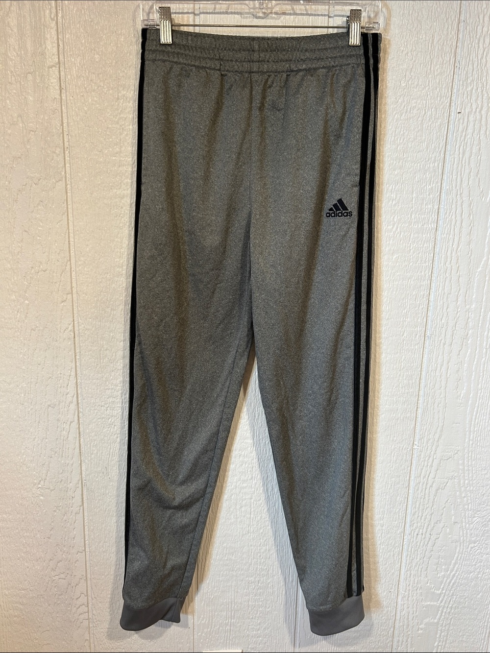 Boys adidas Youth Gray Joggers with Black Side Stripes XL